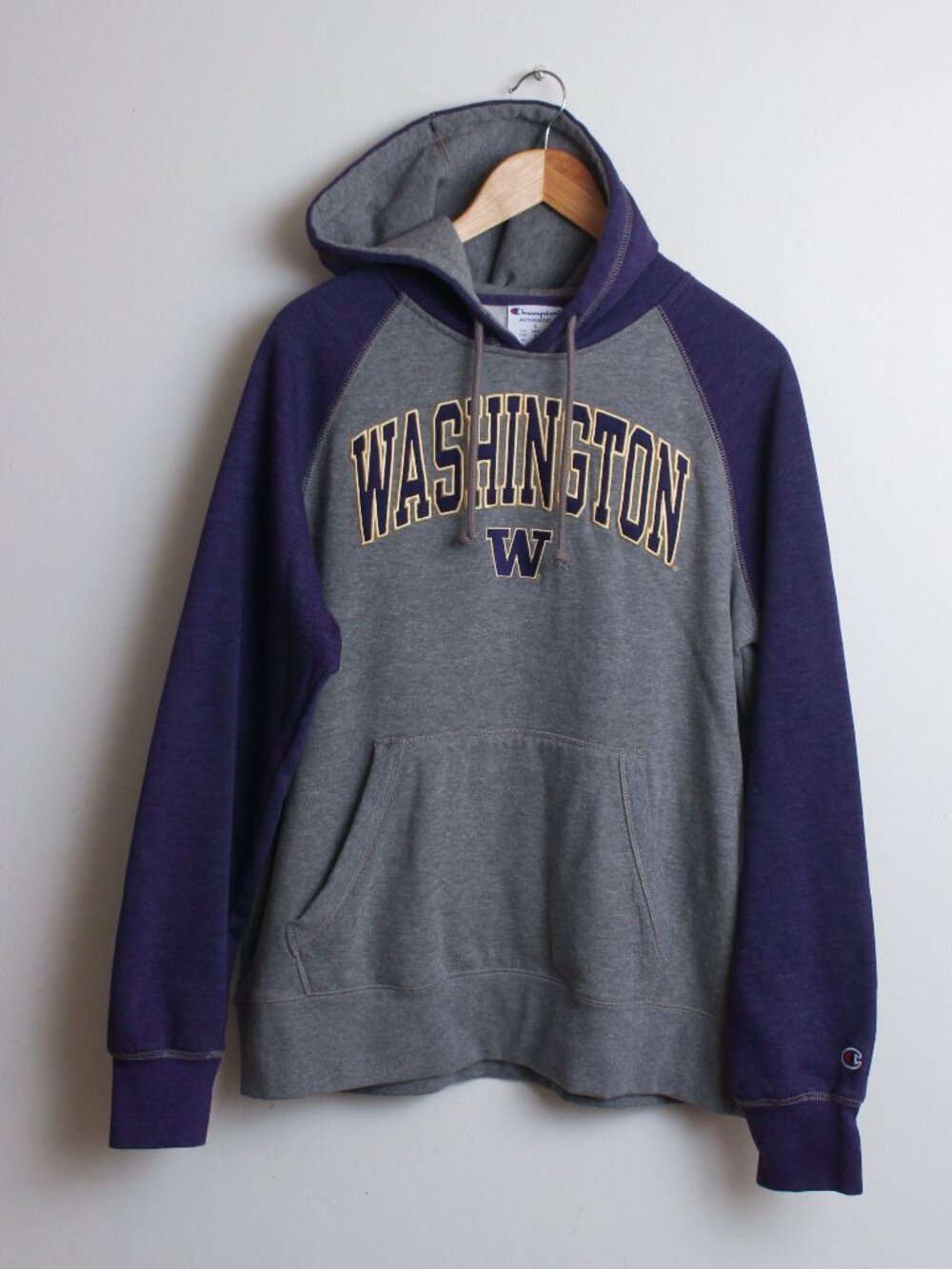 Champion University of Washington Huskies Hoodie Mens Large Gray Pullover